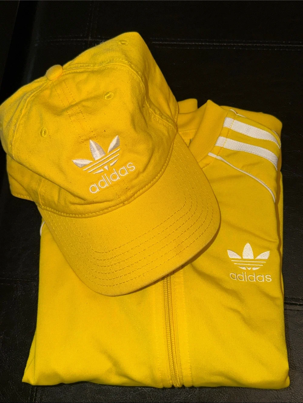 adidas Kids Yellow Track Jacket with White 3-Stripes & Womens’ Cap Bundle